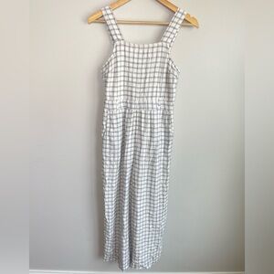 White and Black Checkered Sleeveless Jumpsuit